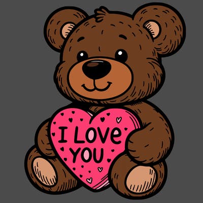 teddy bear holding an i love you heart