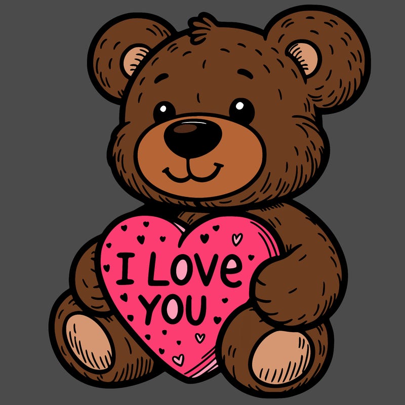 teddy bear holding an i love you heart