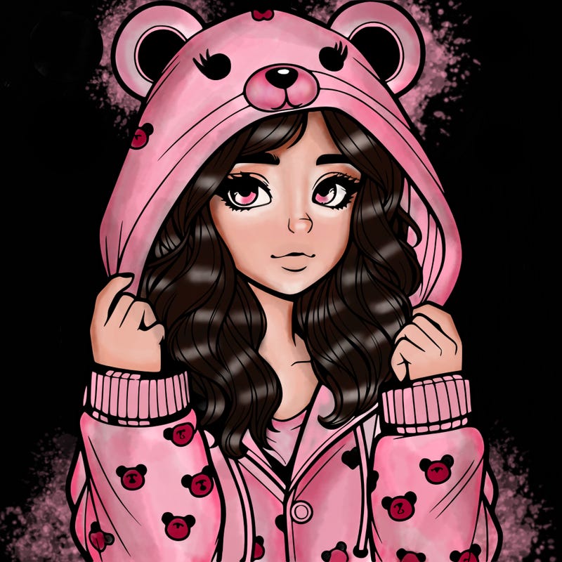 realistic girl in a animal pjs hoodie