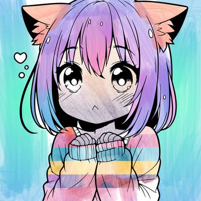 shy anime catgirl