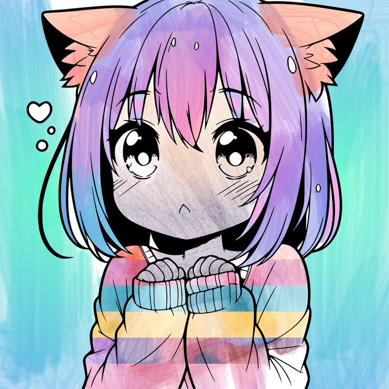 shy anime catgirl