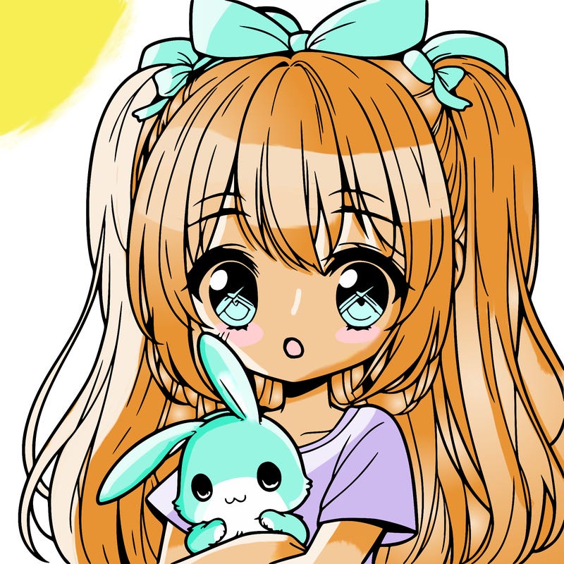 cute manga girl holding a bunny