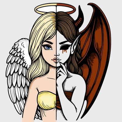 realistic angel half demon