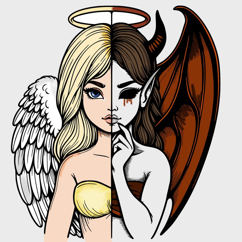 realistic angel half demon