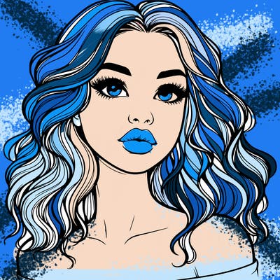 realistic girl with wavy hair and lips