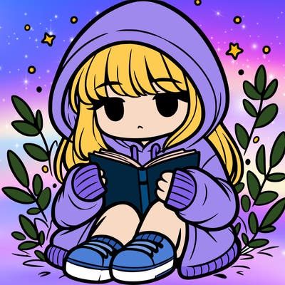 girl in oversized hoodie reading a book
