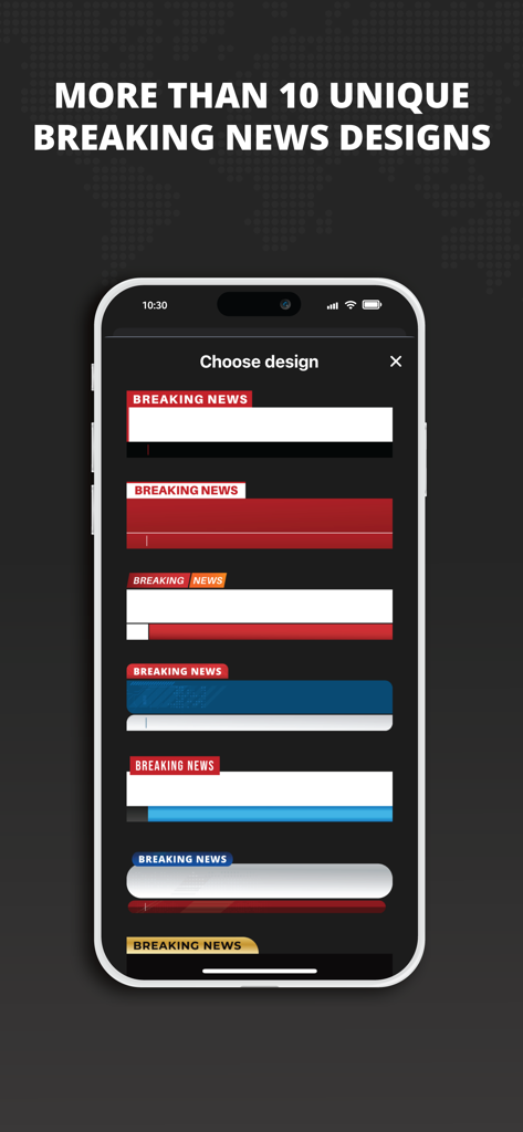 Pantalla móvil que muestra múltiples plantillas de titulares de noticias de última hora para la creación de memes.