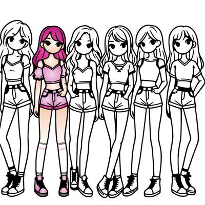 a group of girls wearing crop tops and shorts