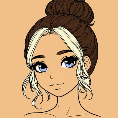 realistic pretty girl with hair in bun