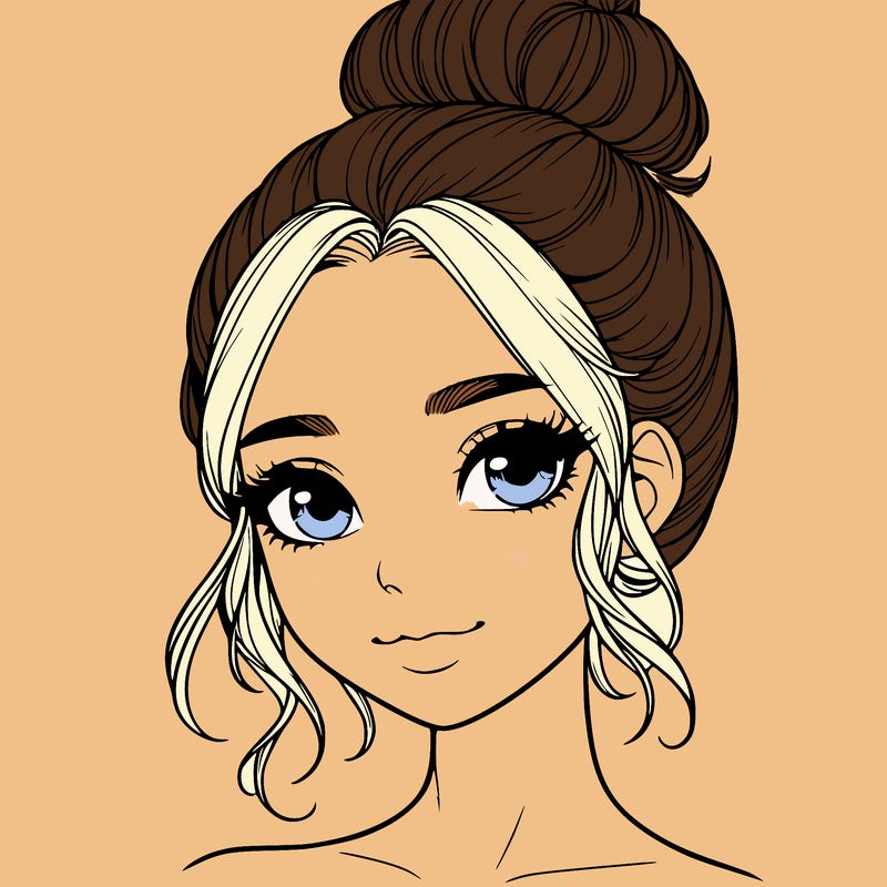 realistic pretty girl with hair in bun