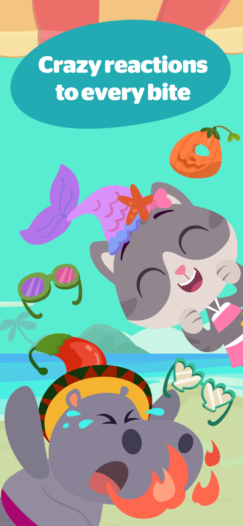 Dr. Panda Ice Cream Truck 2 - Cartoon characters showing funny reactions to ice cream flavors on a beach