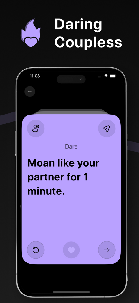 Una pantalla de smartphone mostrando un desafío de reto de la app La Verdad o el Reto para Parejas y Adultos
