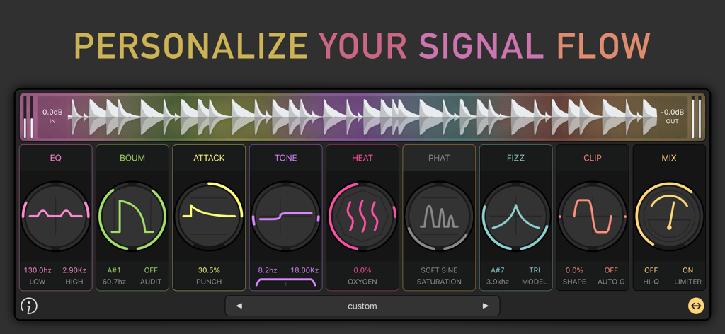 FAC Punchlab - FAC Punchlab user interface showing nine modular audio processors and a real time waveform display