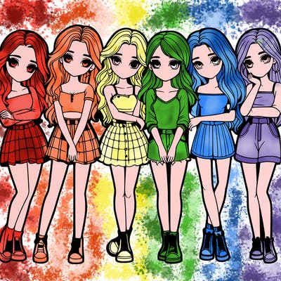 a group of girls realistic