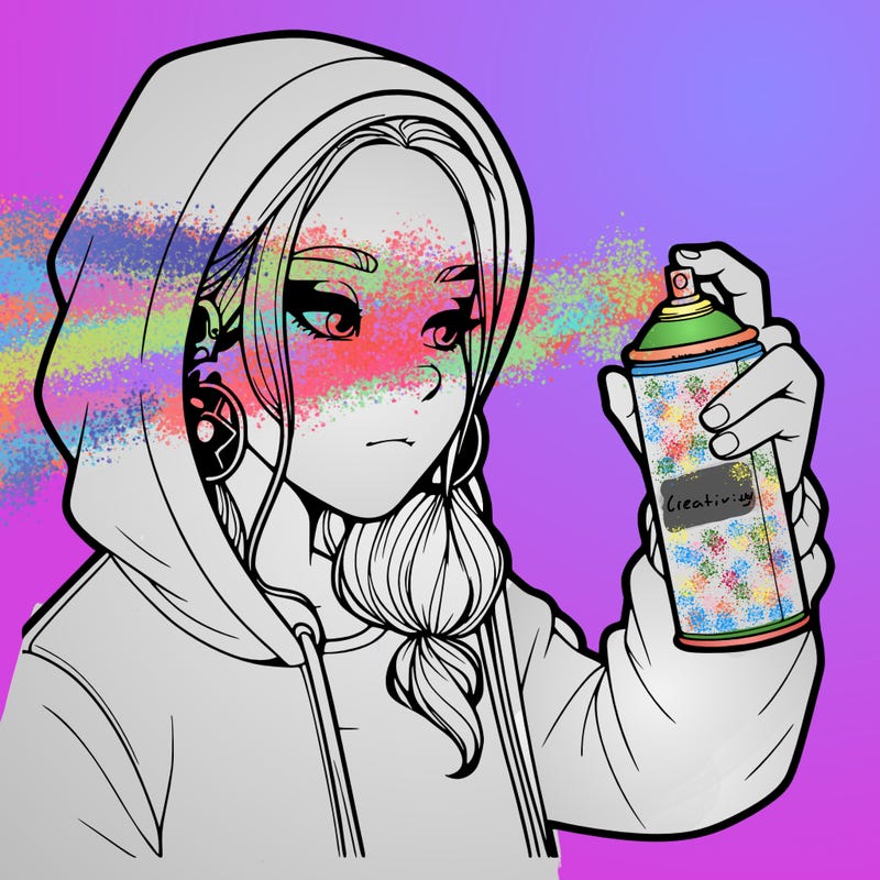 a realistic girl, spray painting