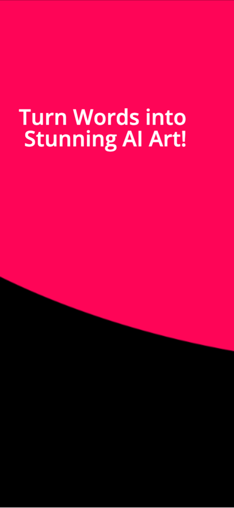 Ai Studio - Art AI - Promotional text Turn Words into Stunning AI Art on a pink and black background