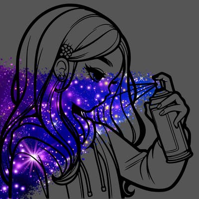 a realistic girl spray painting