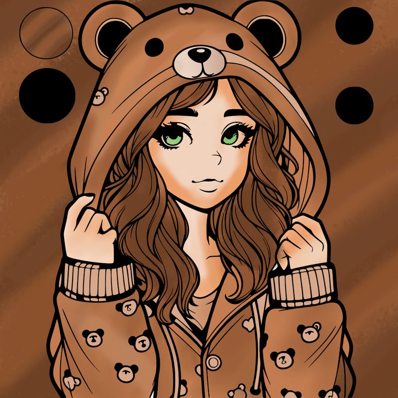realistic girl in a animal pjs hoodie