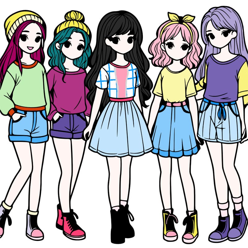 a group of five girls