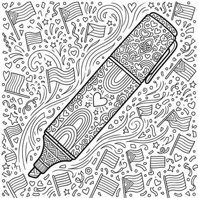 Shine bright with this festive Pride Highlighter coloring page! Adorned with intricate rainbow designs and surrounded by celebratory Pride flags, it's a perfect way to express joy and support.