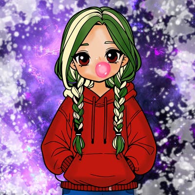 a realistic girl with a oversized hoodie and she has braids