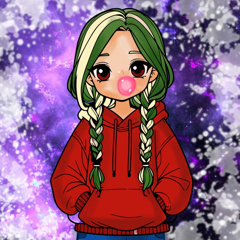 a realistic girl with a oversized hoodie and she has braids