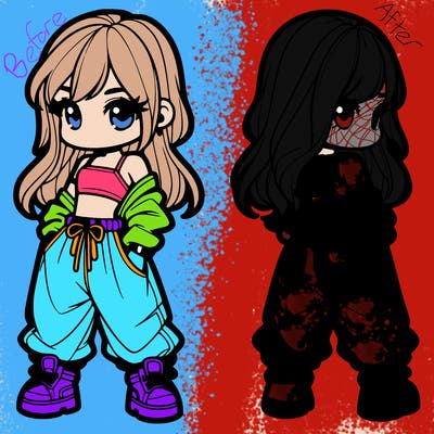 girl in crop top and baggy pants