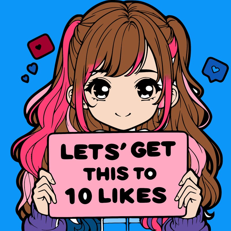 girl holding up sign that says let’s get this to 10 likes realistic