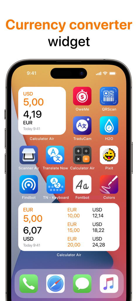 Currency converter widgets for iPhone by Calculator Air
