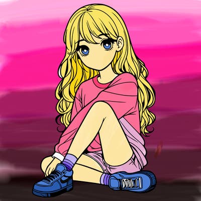 girl sitting realistic