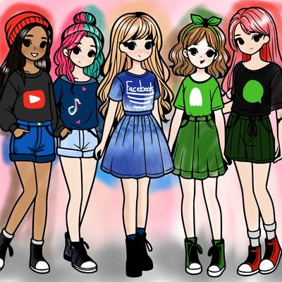 a group of five girls