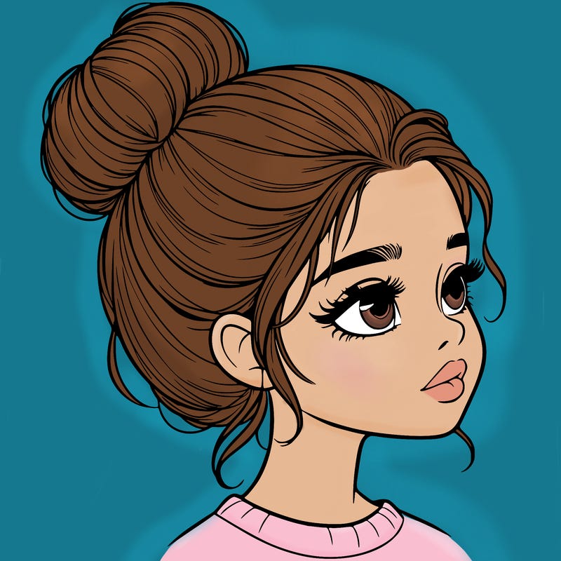 realistic girl with bun