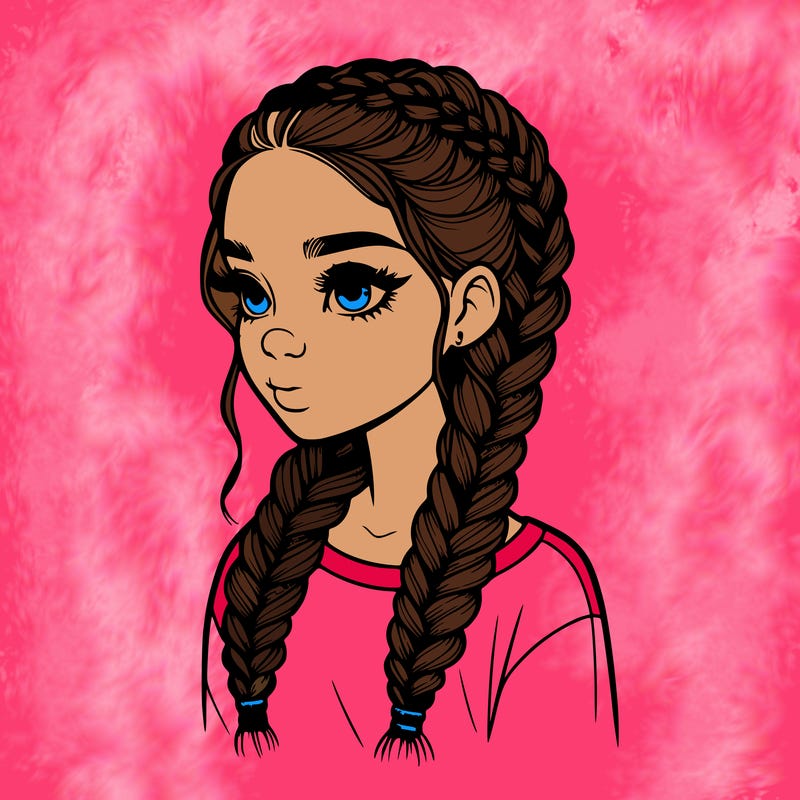 realistic girl with braids
