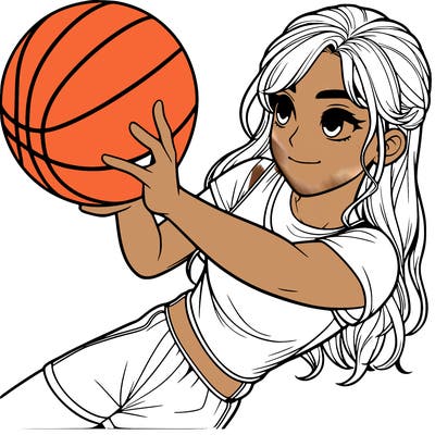 realistic girl playing basketball