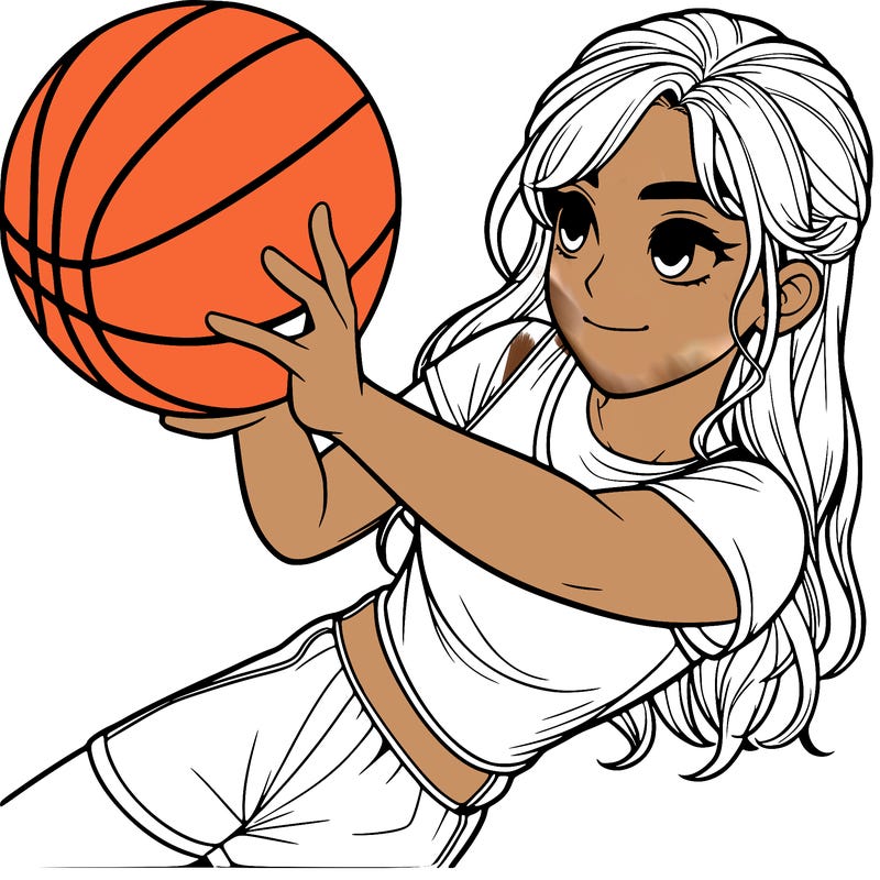 realistic girl playing basketball