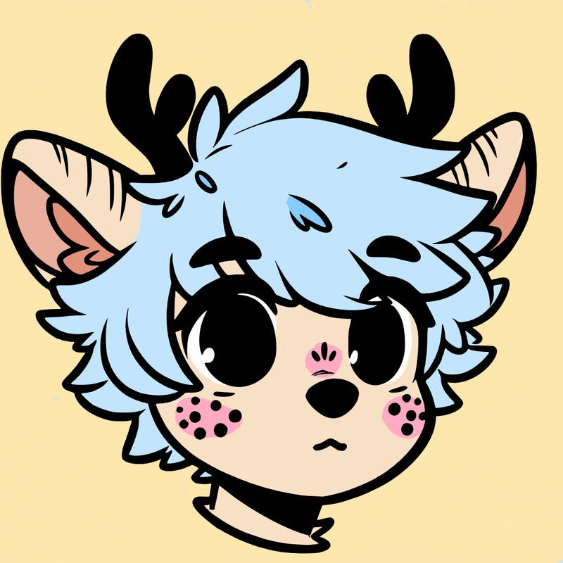 a humanoid deer with soft fluffy ears