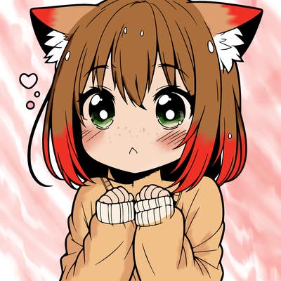 shy anime catgirl