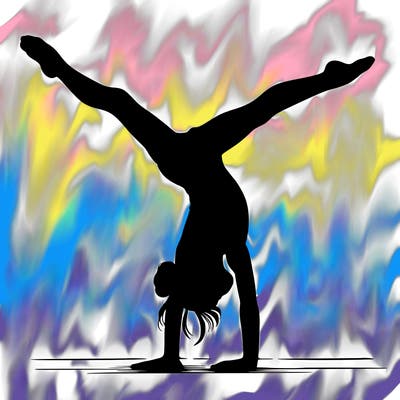 realistic gymnastic hand stand girl in four splits