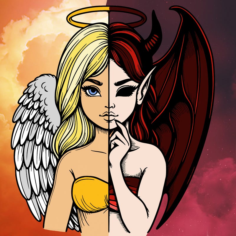 realistic angel half demon