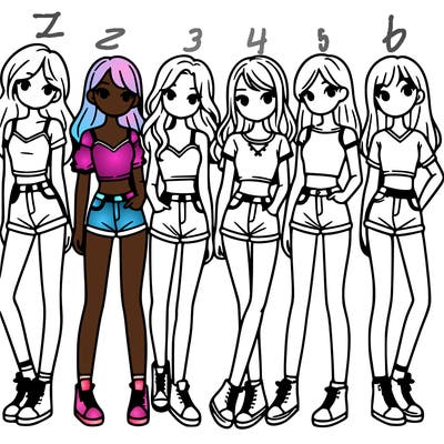 a group of girls wearing crop tops and shorts