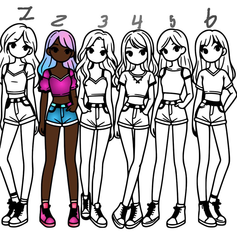 a group of girls wearing crop tops and shorts