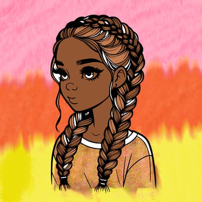 realistic girl with braids