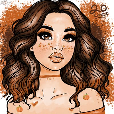 realistic girl with wavy hair and lips