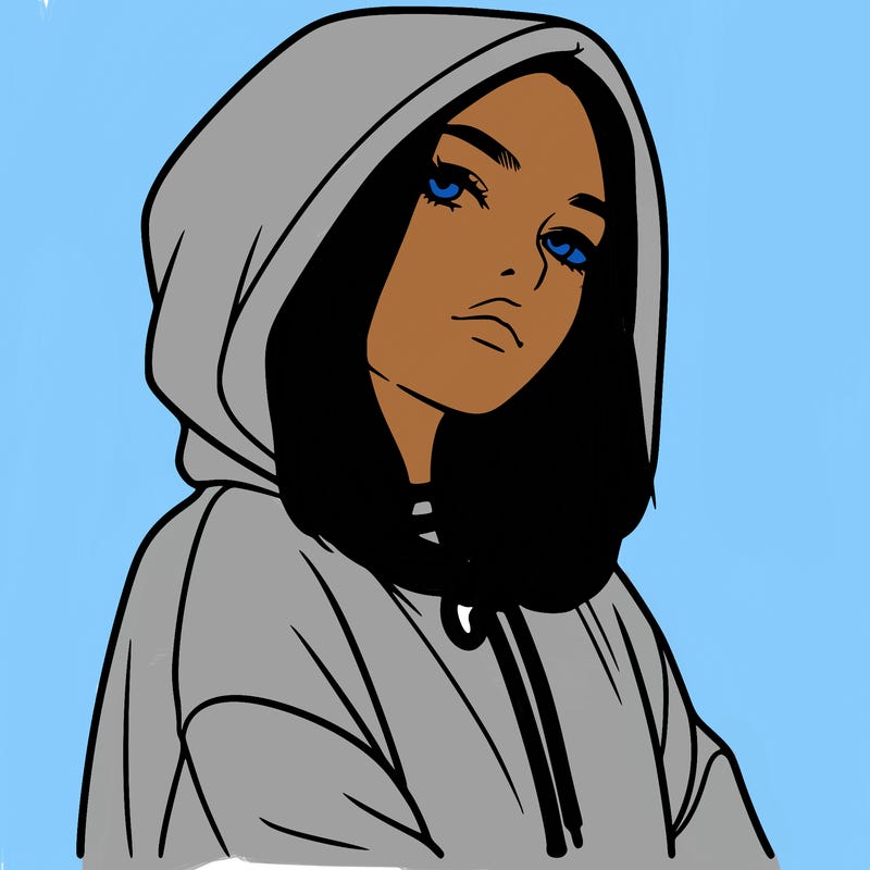 a realistic girl in a hoodie