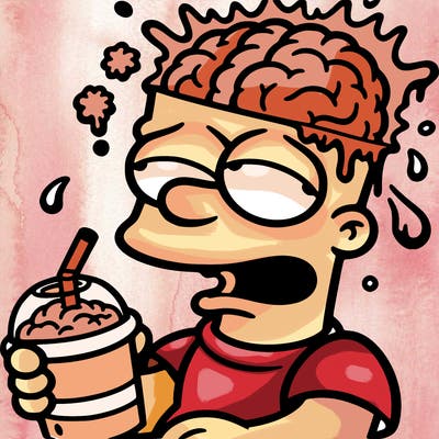 bart with a slushy and brain freeze