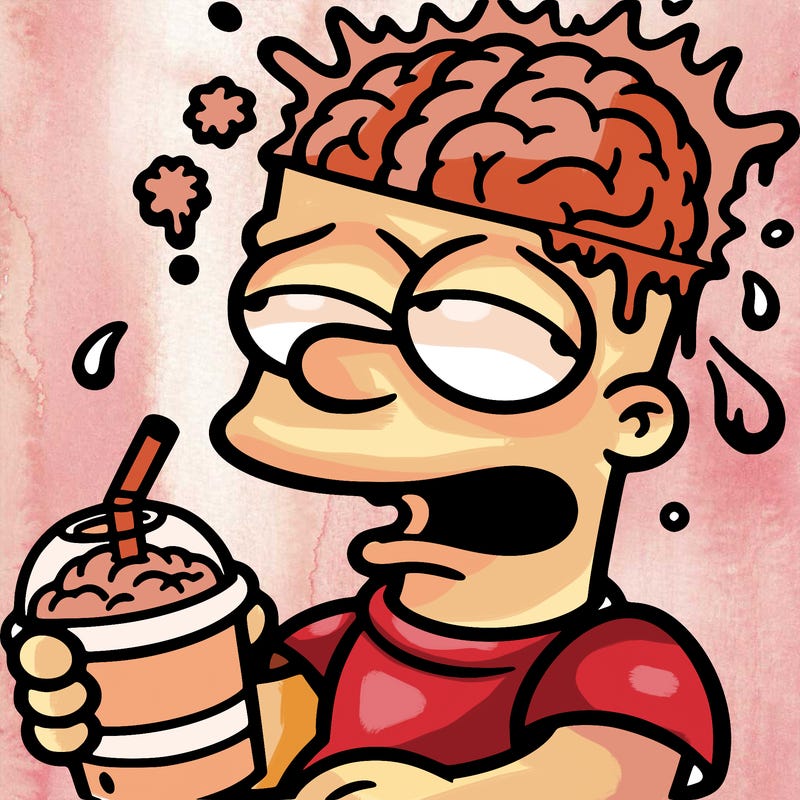 bart with a slushy and brain freeze