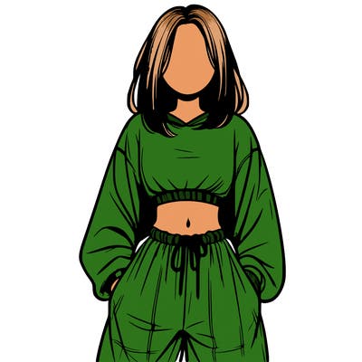 realistic girl faceless with baggy pants and a crop top