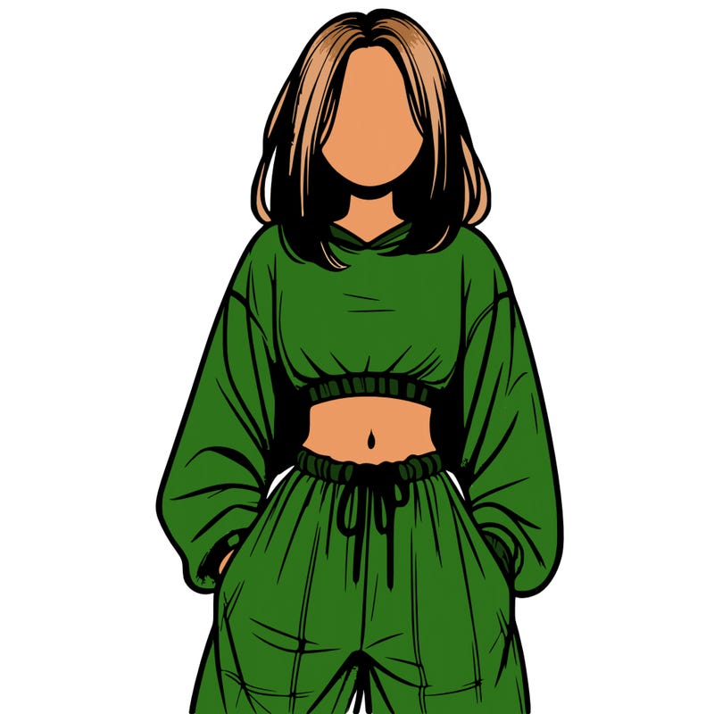 realistic girl faceless with baggy pants and a crop top