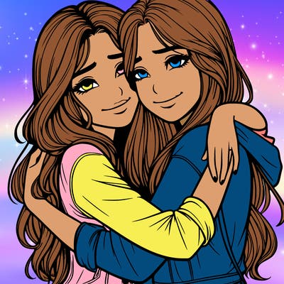 realistic girls hugging