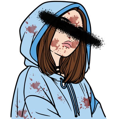 a realistic girl in a hoodie